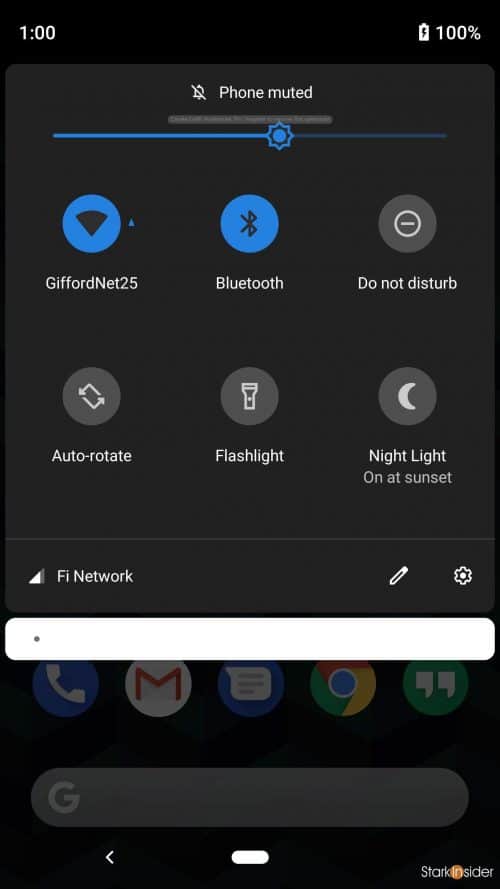 Google Android 9 Pie - Quick settings