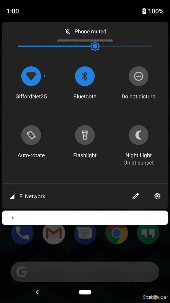 Google Android 9 Pie - Quick settings