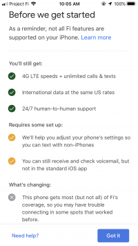 Google Fi on iPhone