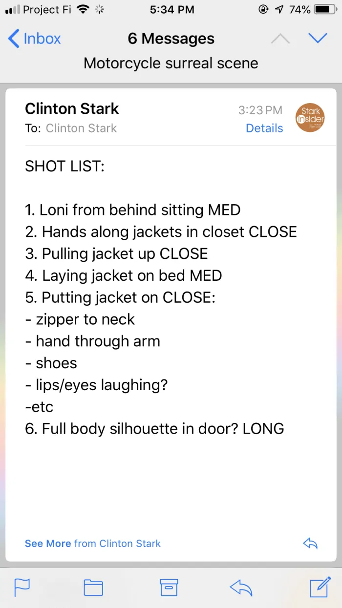 And It Hurts Shot List - A short film by Clinton and Loni Stark