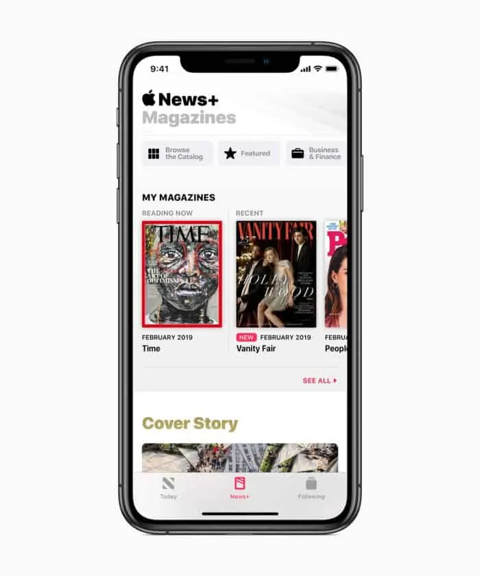 Apple News+ 300 magazines CEO Tim Cook launch