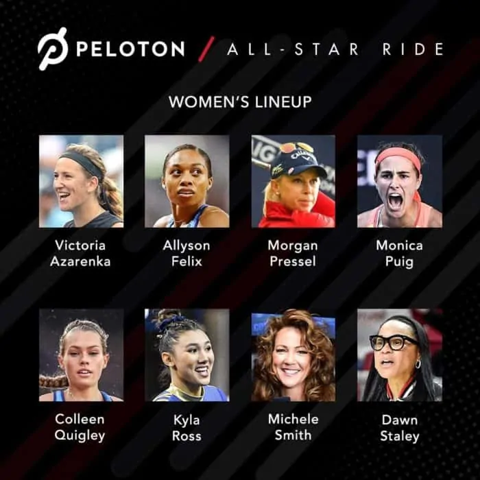 Peloton All-Star Ride - Women's lineup