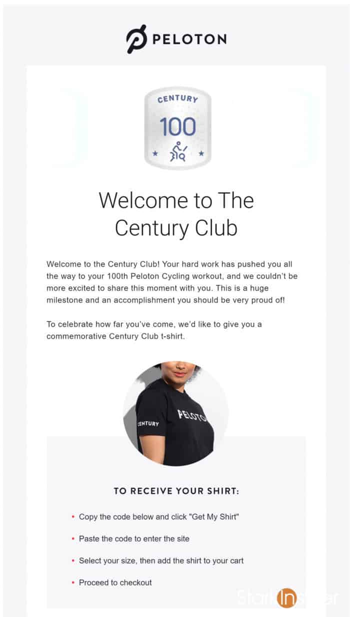 century club peloton shirt sizing