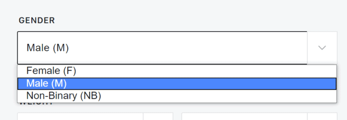 Peloton Nonbinary gender preferences