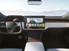 2021 Tesla Model S Plaid updated interior with yoke steering wheel option