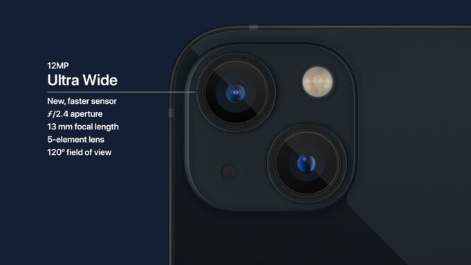 Apple iPhone 13 - dual camera system ultra wide lens