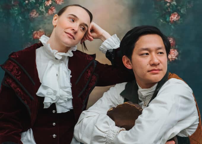 Veronica Renner and Edward Im in 'Triumph of Love' at Shotgun Players, Berkeley Veronica Renner and Edward Im in 'Triumph of Love' at Shotgun Players, Berkeley