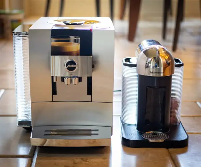 Jura Z10 Review - Nespresso size comparison