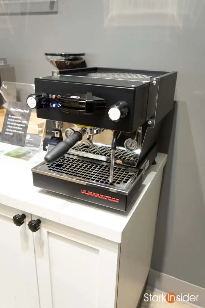 La Marzocco Linea Mini espresso machine in black at Settle Coffee Gear