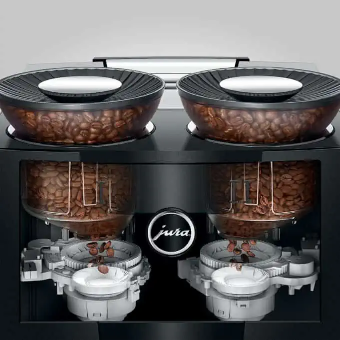 Jura GIGA 10 dual bean hopper cutaway view