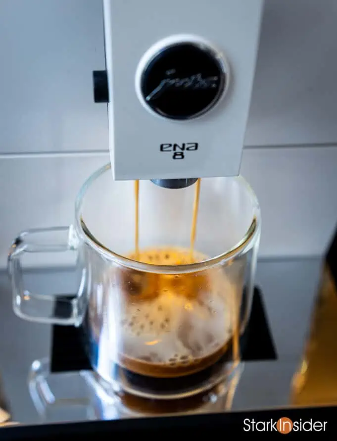 Jura ENA 8 super-automatic espresso machine first look review - making a coffee