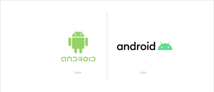 Evolution of the Google Android logo