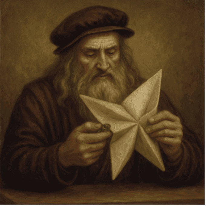Leonardo Da Vinci folding cloth napkin - Louvre AI