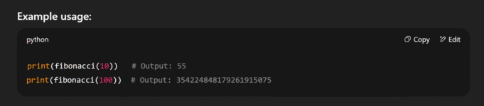 Table explaining why matrix exponentiation is fast for computing Fibonacci numbers.