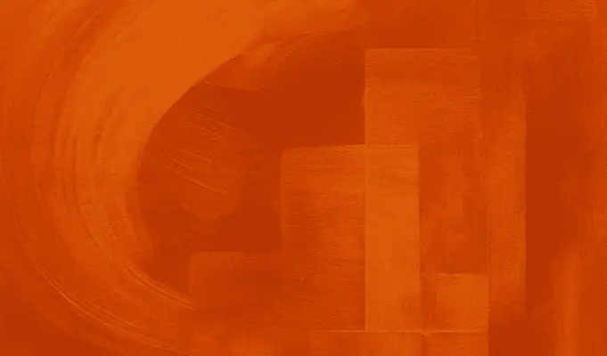 Abstract monochromatic orange artwork symbolizing AI transforming data into creative files