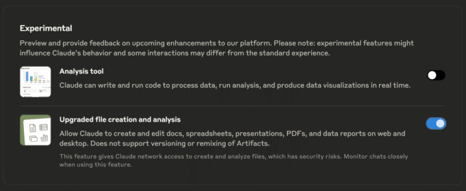 Screenshot of Claude settings