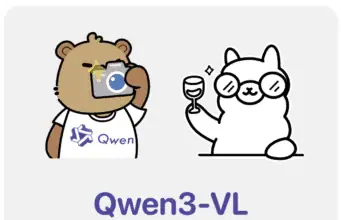 Qwen3-VL Cloud Model Review: Testing Alibaba’s Latest Vision AI on a Home Server Illustration showing Qwen mascot (brown bear wearing Qwen t-shirt holding camera) celebrating with Ollama mascot (white llama with glasses holding wine glass) with "Qwen3-VL" text below