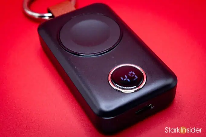 Close-up of JOYROOM charger LED display showing battery percentage