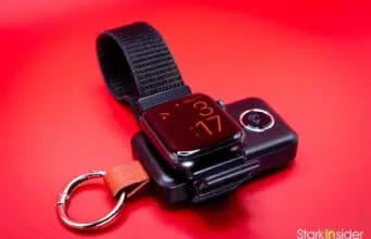 Apple Watch Series 6 attached to JOYROOM charger showing time 3:17 PM during charging test