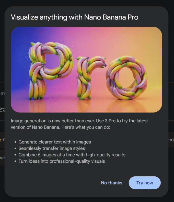 Powered by the new Gemini 3 model, Nano Banana Pro was released today. Powered by the new Gemini 3 model, Nano Banana Pro was released today.