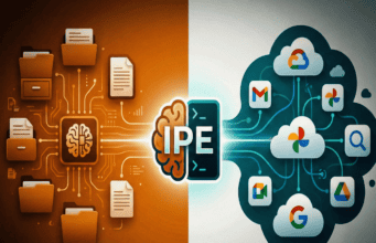 Split-screen graphic showing Anthropic Cowork local file system and Google Personal Intelligence cloud services converging into the Integrated Personal Environment IPE.